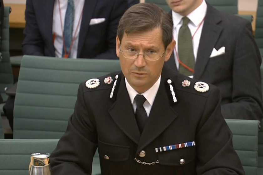 Nick Ephgrave, when he was part of the National Police Chief's Council, is seated in full dress uniform. He is speaking as he gives evidence to the  Commons Justice Committee, 2018.